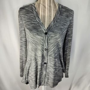 Cable & Gauge Heathered Grey Lightweight V Neck Cardigan Size Medium